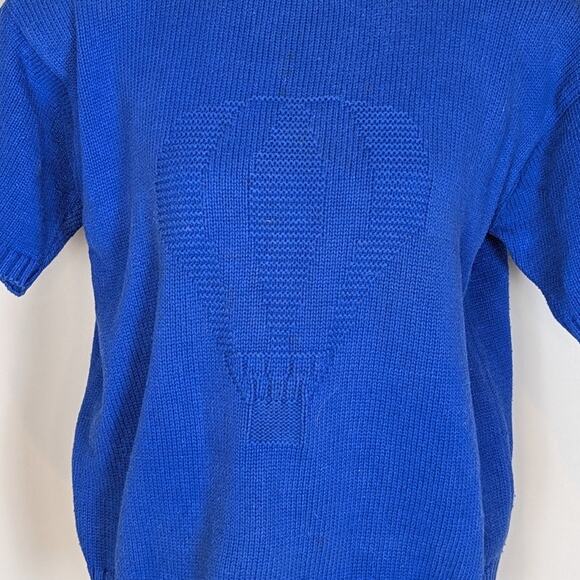 90s Vintage Nordstrom Short Sleeve Crew Neck Sweater Blue Size Medium - Picture 11 of 15